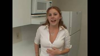 She is alone at home -Masturbating in the kitchen